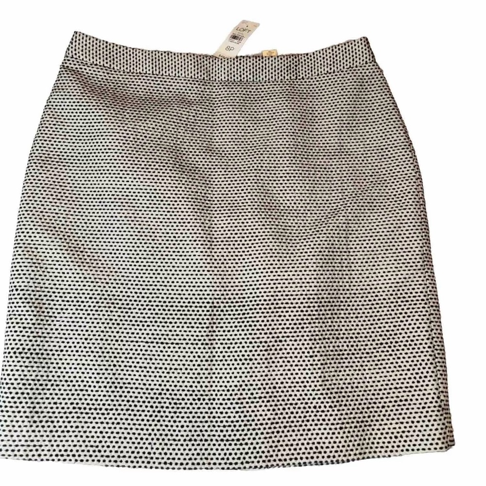 Loft Black Polka Dot Pencil Skirt 8P NWT